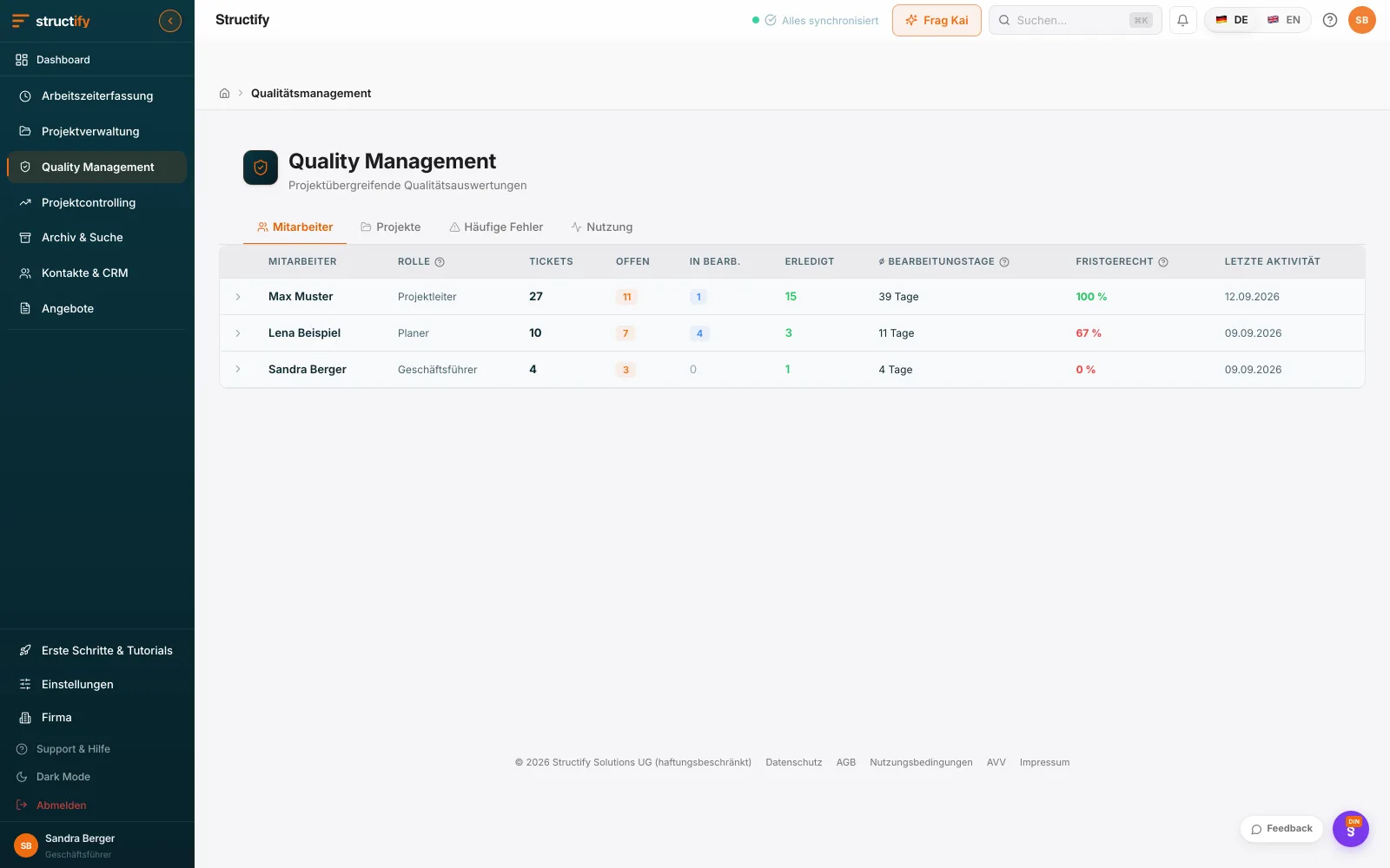 Structify Desktop: Mängel & Qualität: Erfasst, verortet, erledigt